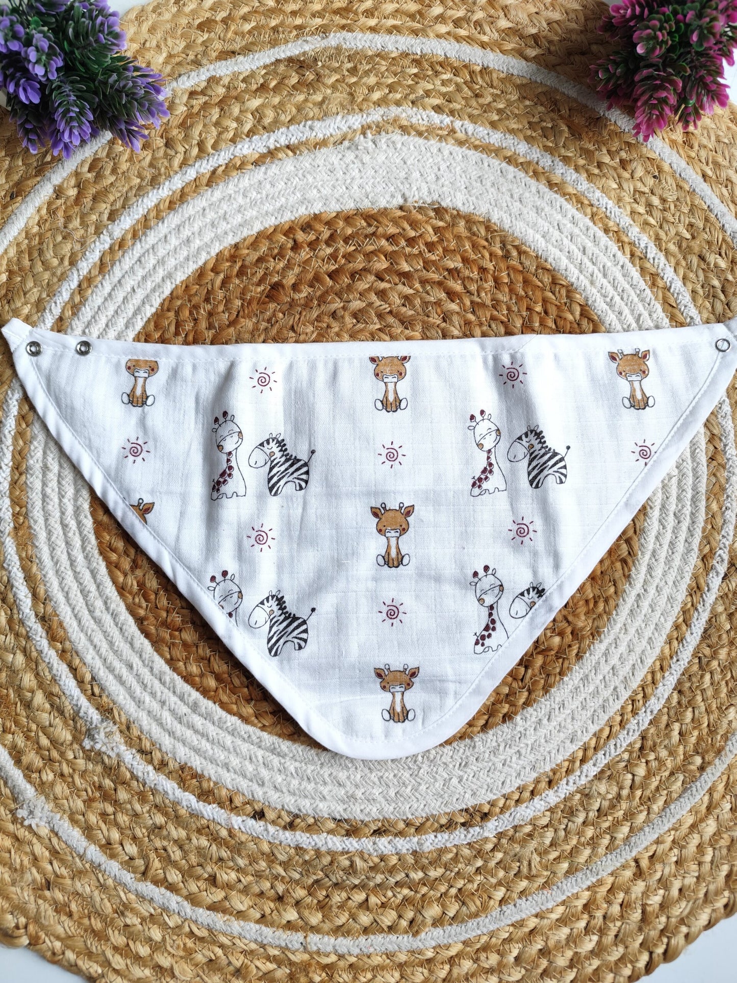 Pack of 2 Muslin Bibs - 3 Layered (Random Prints) image 3