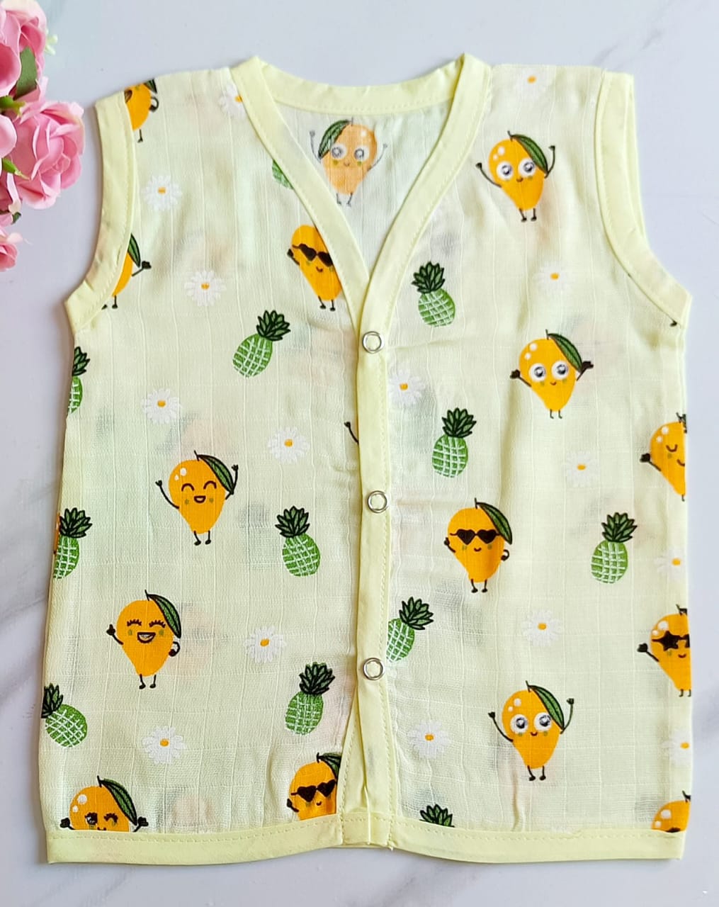 Muslin Colored Jablas - Yellow Mango Printed