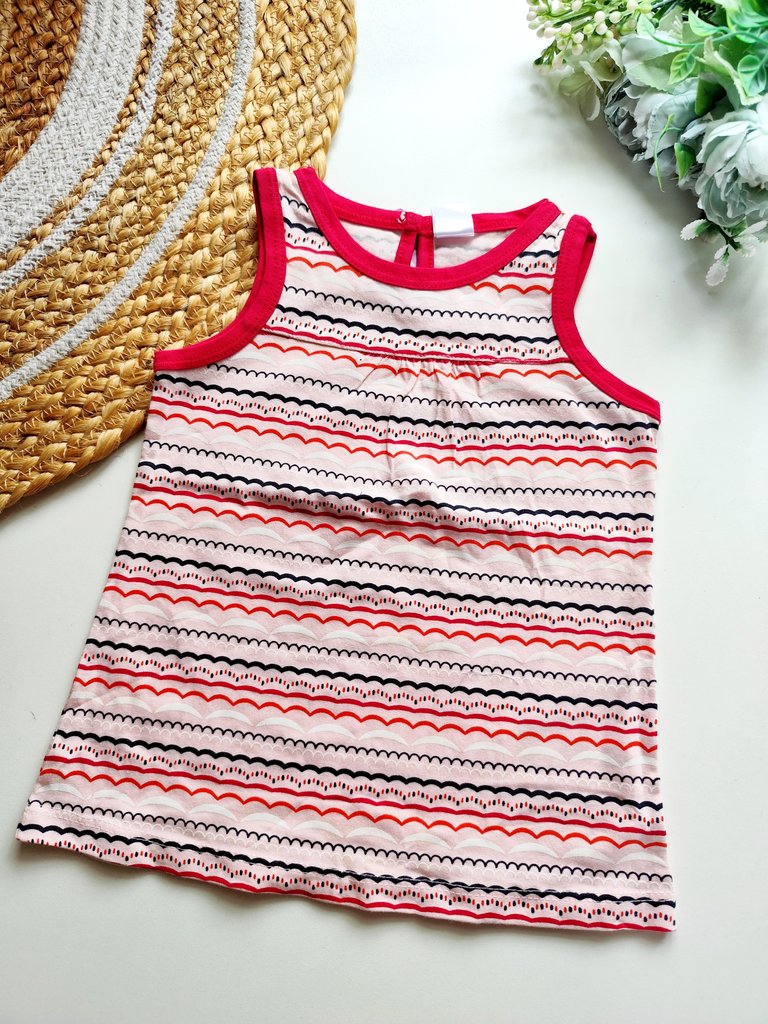 T shirt Tops- Pink Wavy Stripe Print