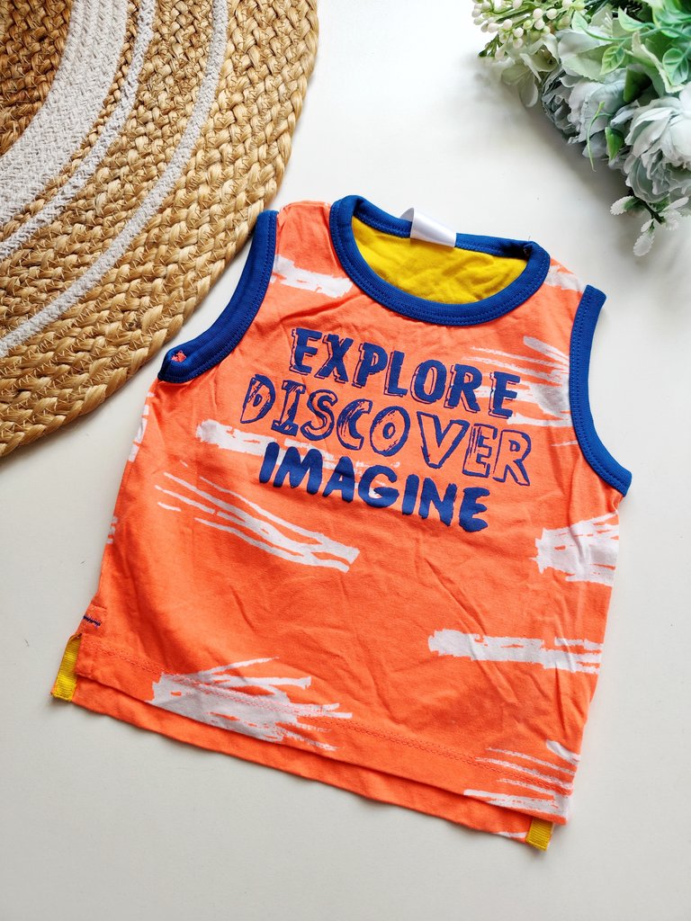 T shirt Tops- Orange Explore Discover Imagine Print