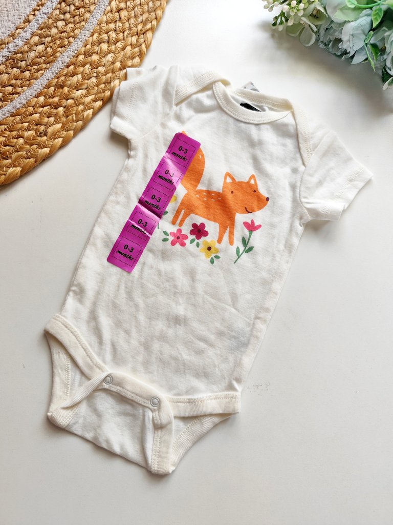 Onesies - Cream Floral Fox Graphic