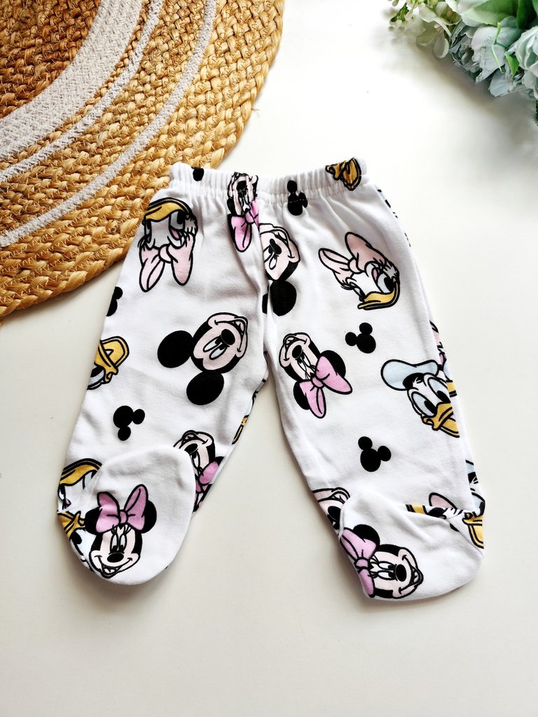 Footed Pants - White Mickey & Friends Print