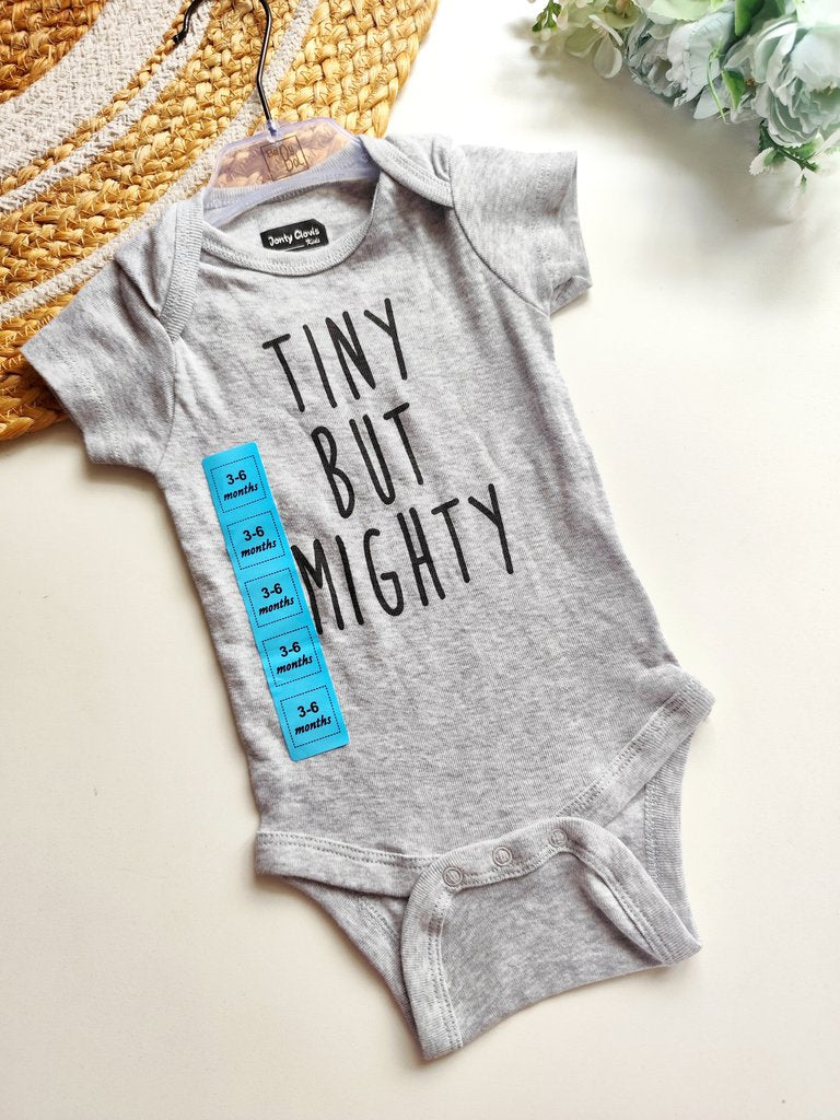 Onesies - Heather Grey Tiny But Mighty Print