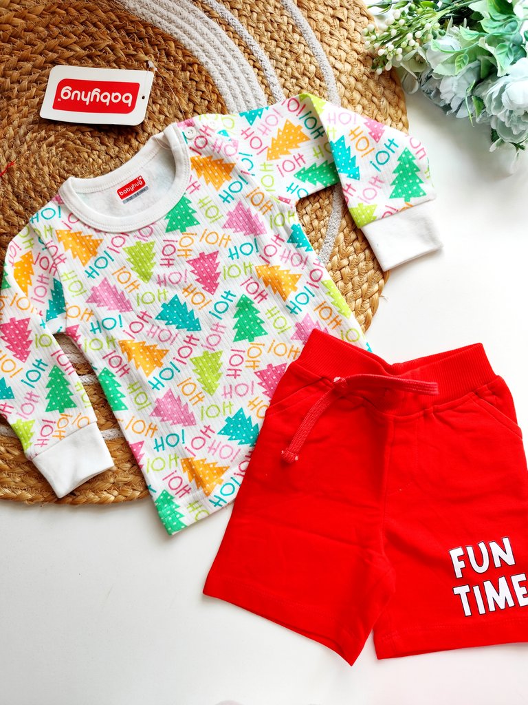 Cotton Sets- Multicolor Festive Tree Print