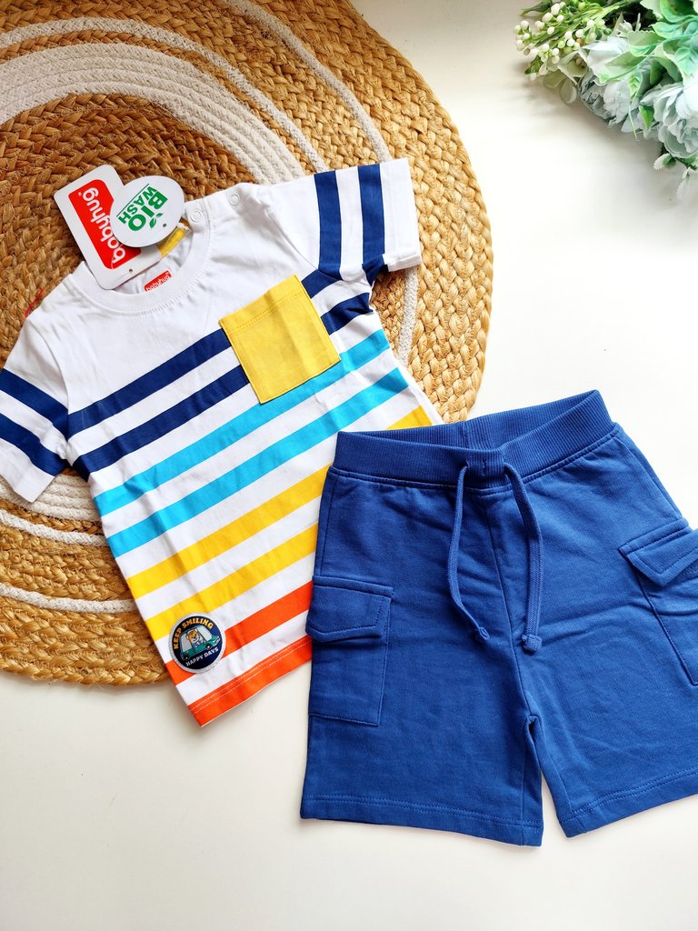 Cotton Sets- Multicolor Stripes & Blue