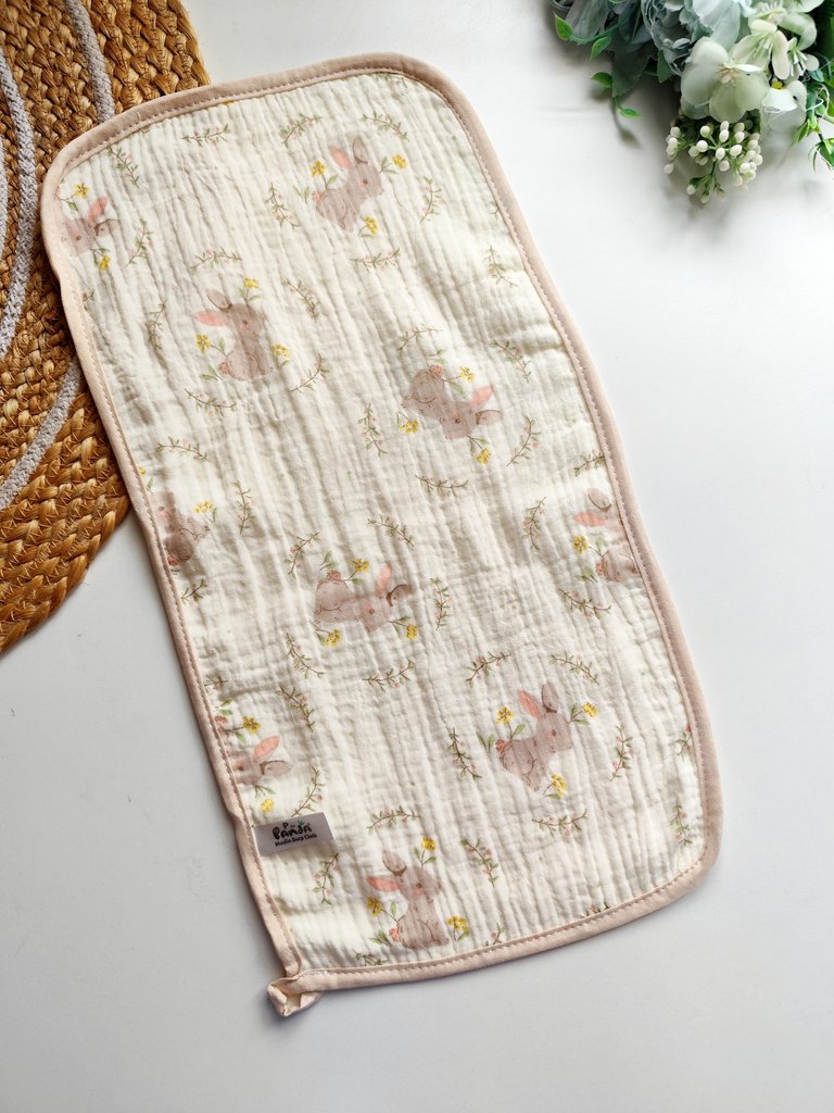 Crinkled Muslin Burp Cloth- Floral Bunny