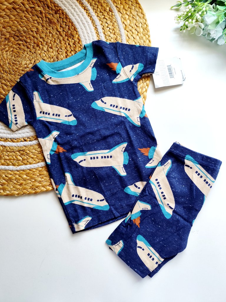 Slim Fit Co ords- Navy Space Shuttle Print