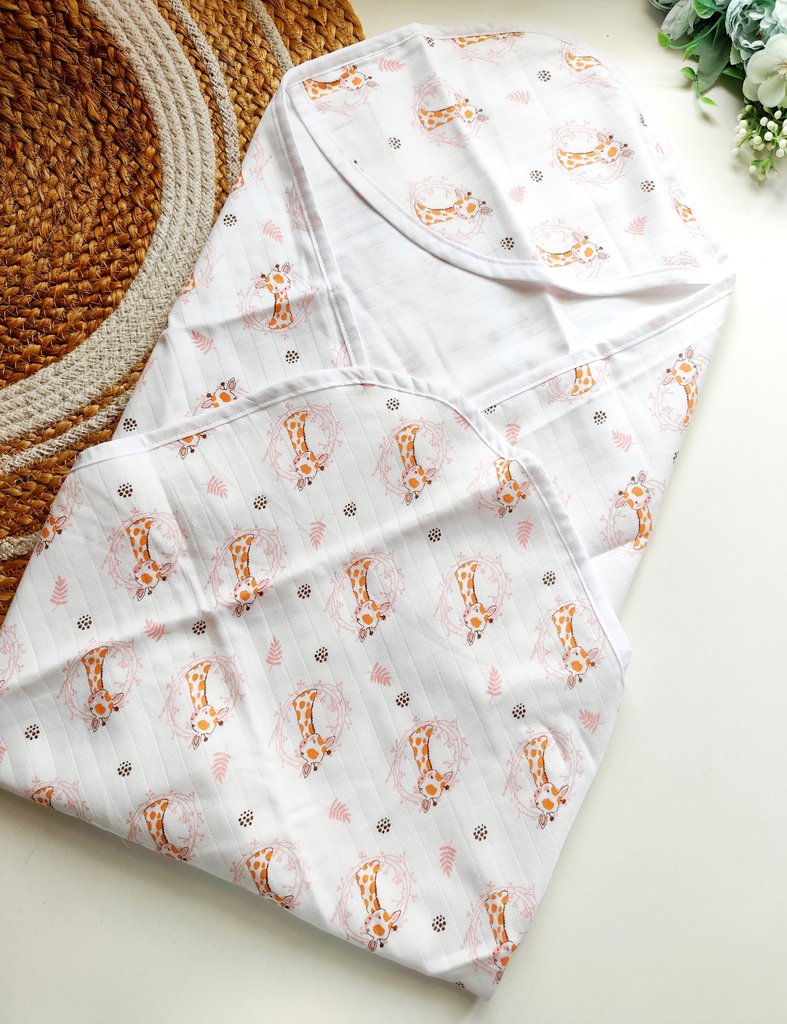 Double Layered Hooded Towel- Giraffe Print