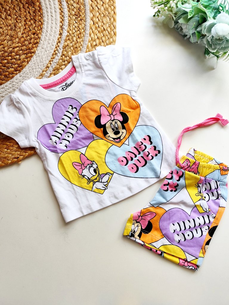 Co ord sets- White Minnie Mouse & Daisy Duck Hearts Print