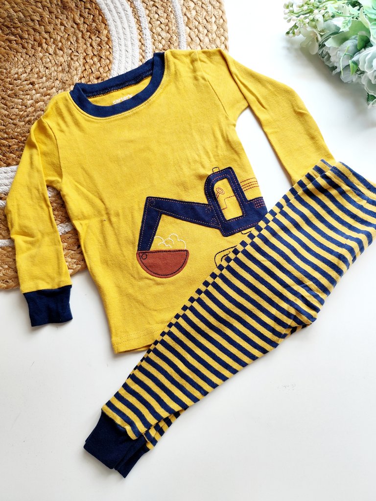 Slim Fit Co ords- Yellow Excavator Print
