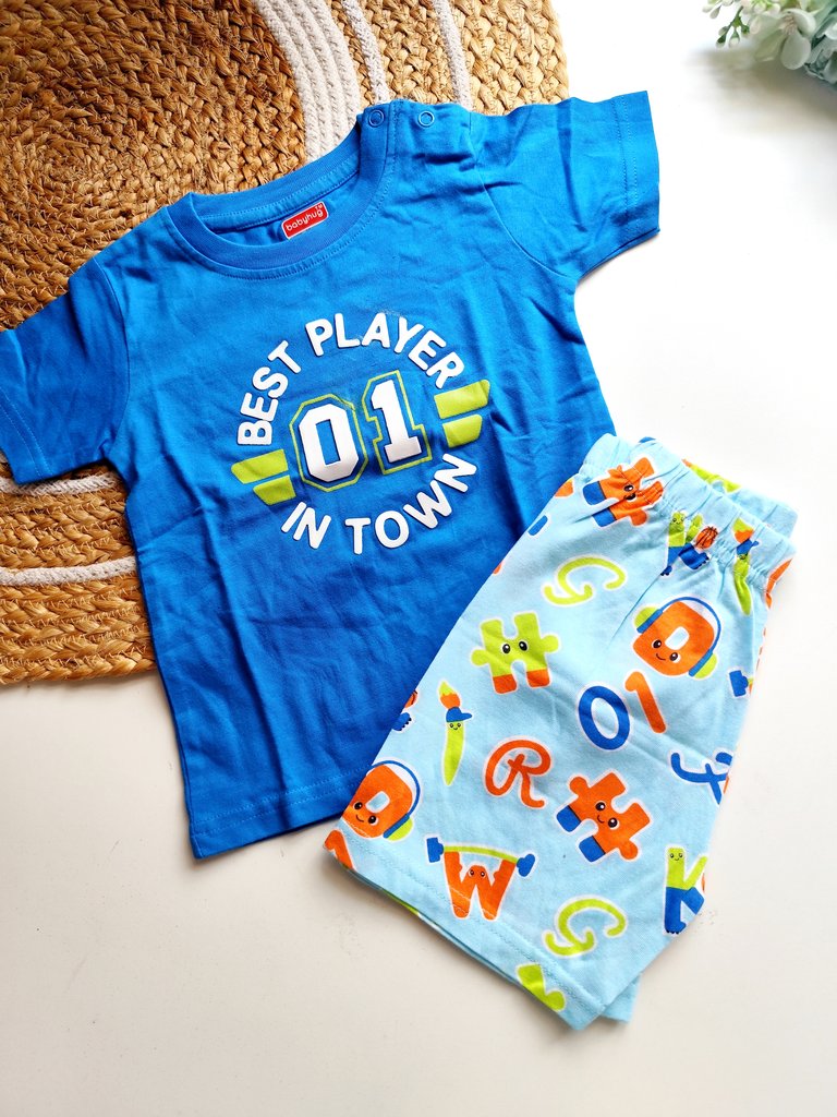 Co ords- Royal Blue Best Player & Alphabet Print