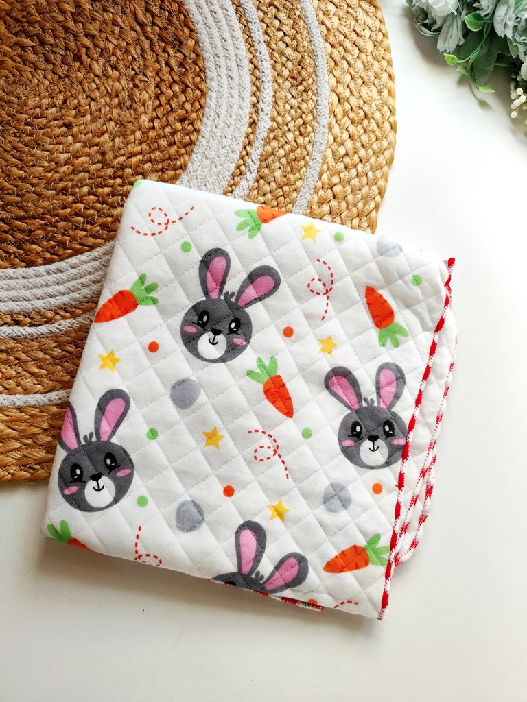 Muslin Blanket (85*85 cm)- Bunny & Carrot Print