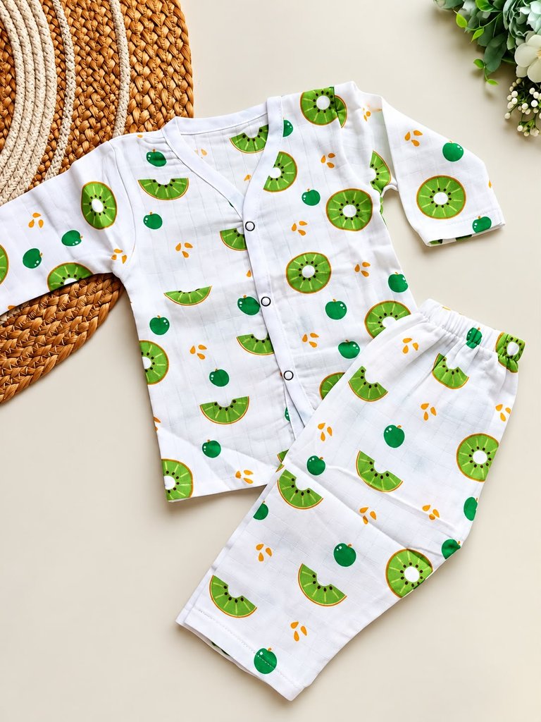 Muslin Night suits - Kiwi Print