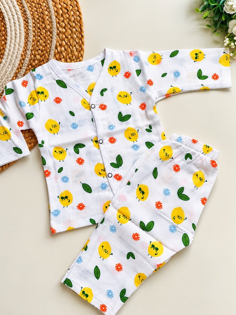 Muslin Night suits - Happy Lemon Print