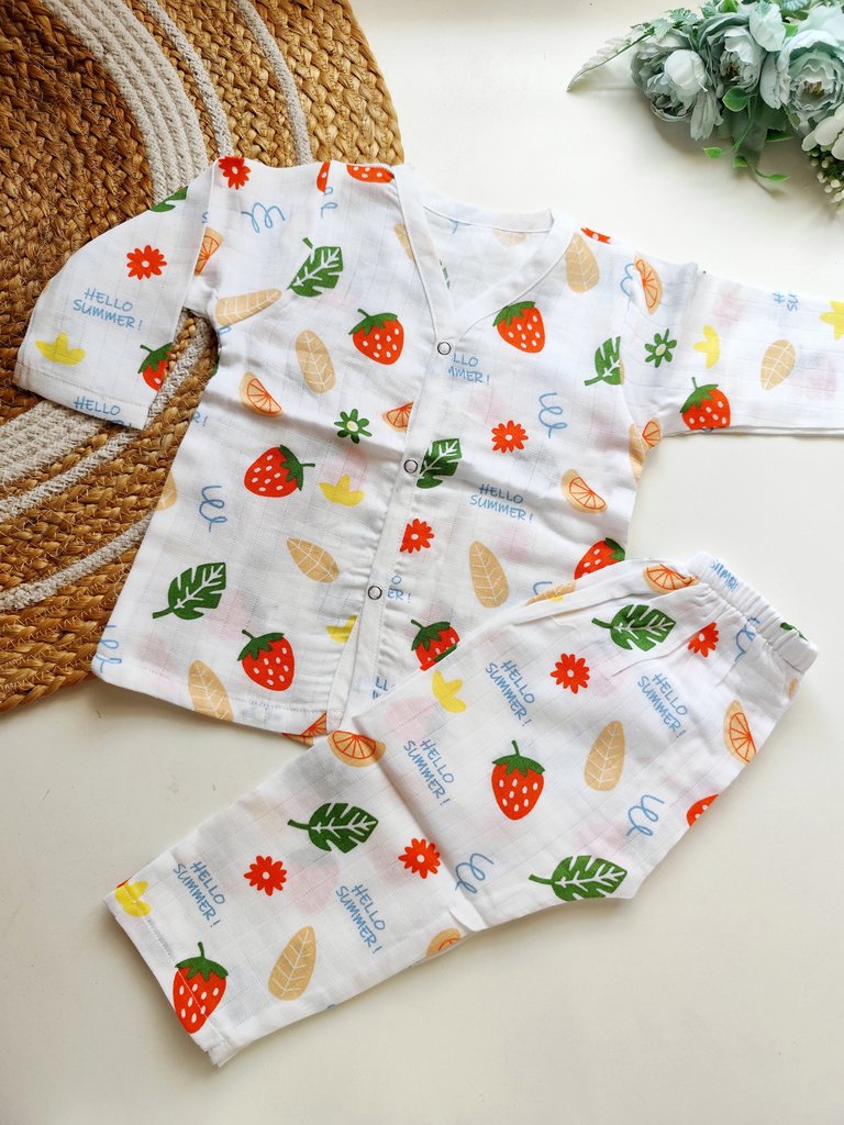 Muslin Night suits- Hello Summer Fruit Print