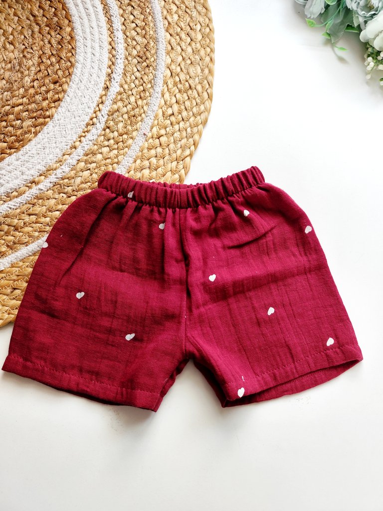 Muslin Trousers - Maroon Hearts