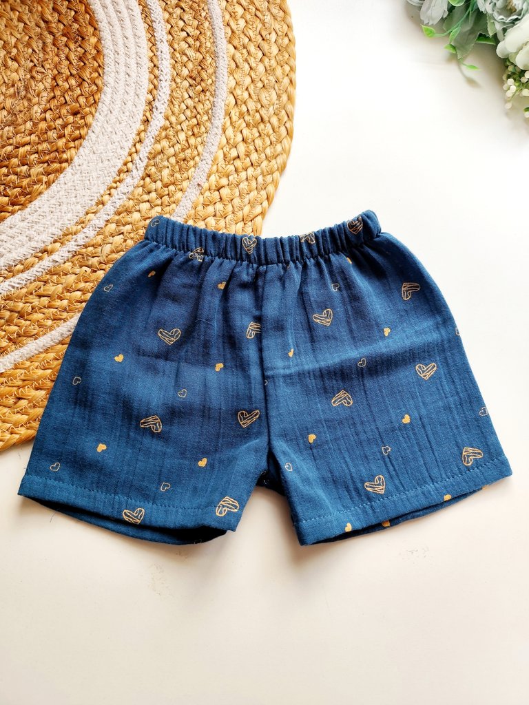 Muslin Trousers - Blue Golden Hearts