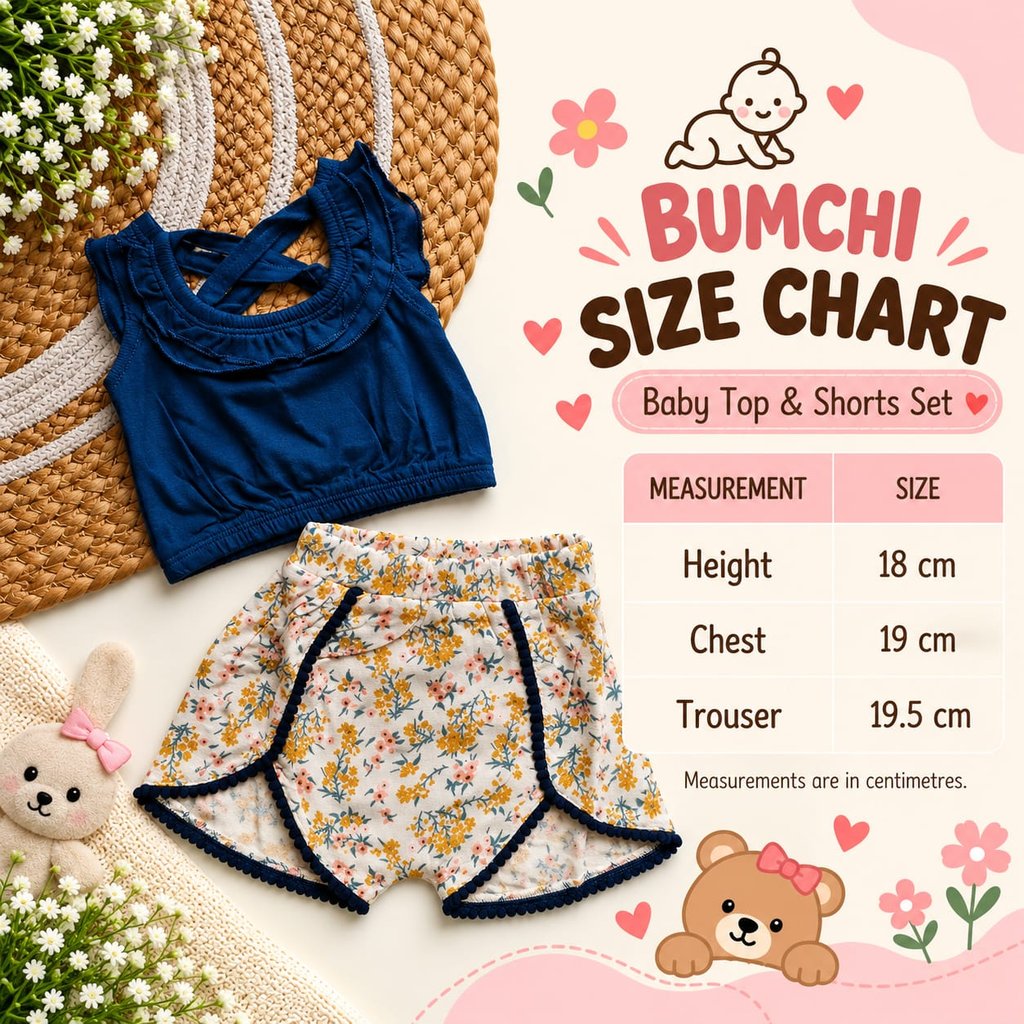 Crop top and bottom sets- Navy Blue and Yellow Tropical Print