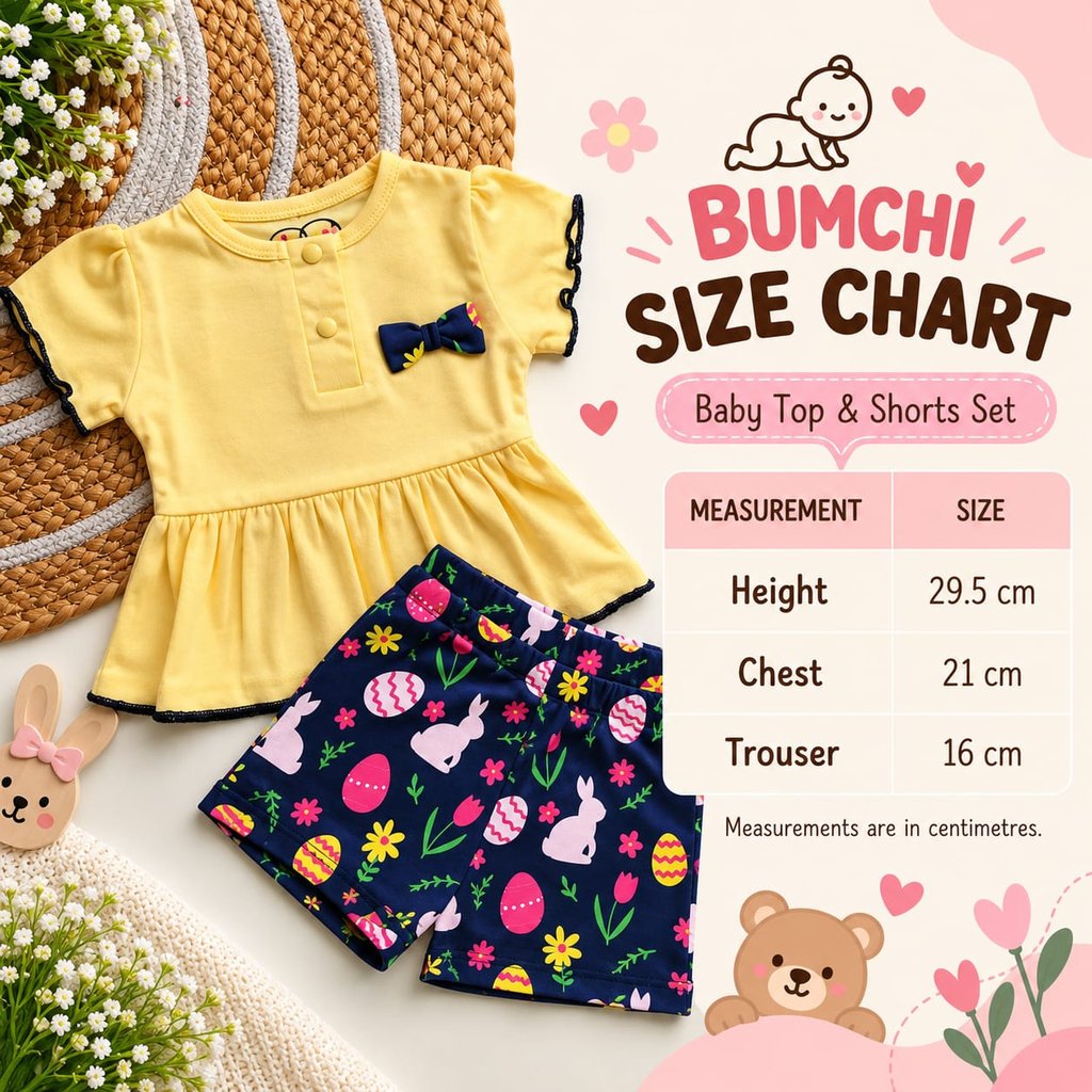Co ords - Lemon Yellow and Navy Bunny Print