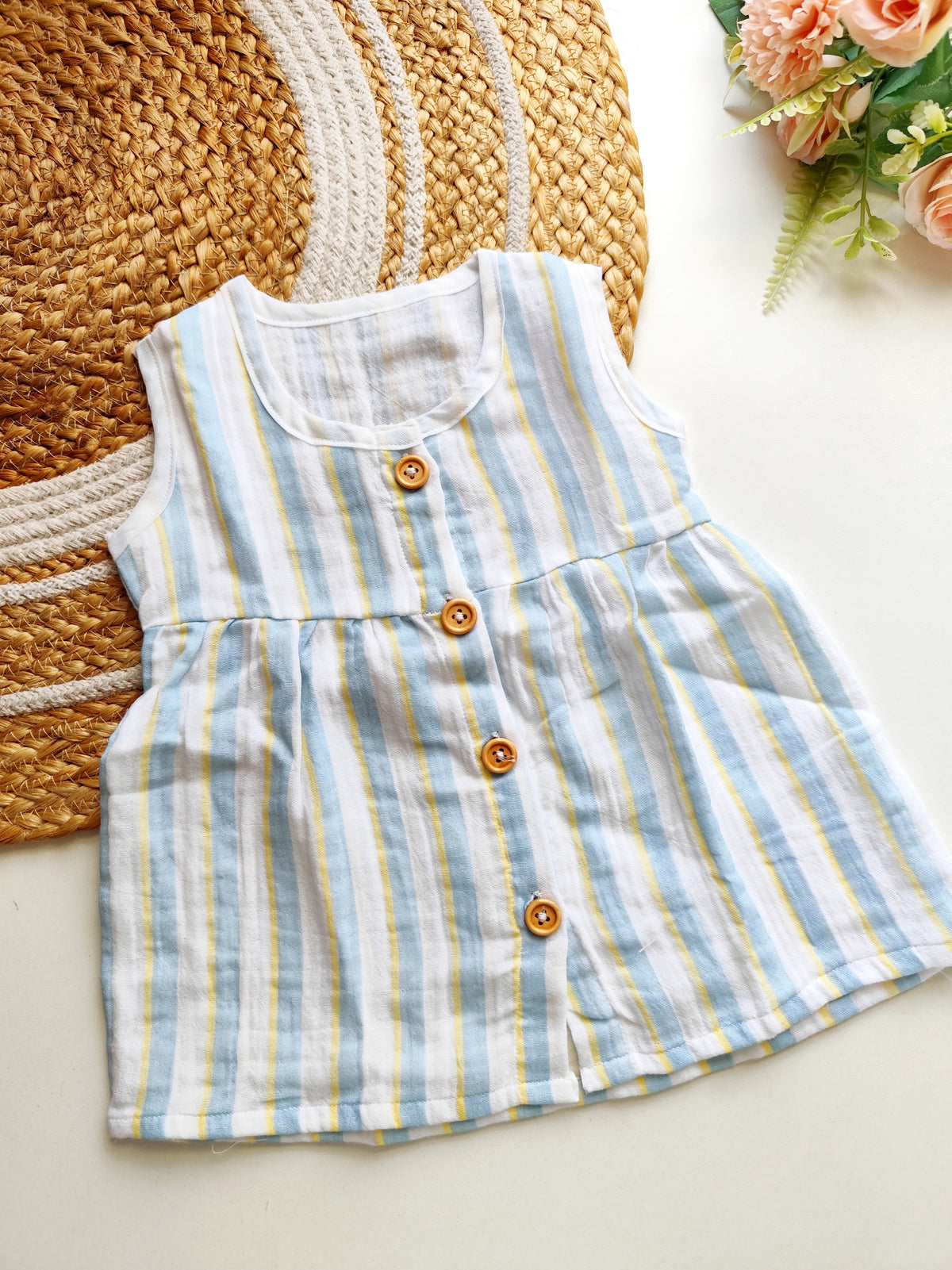 Muslin frocks-Blue Stripes