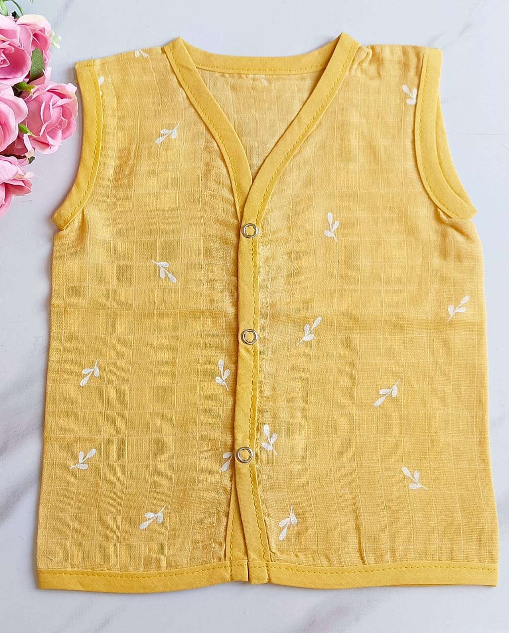 Muslin Colored Jablas - Yellow Floral
