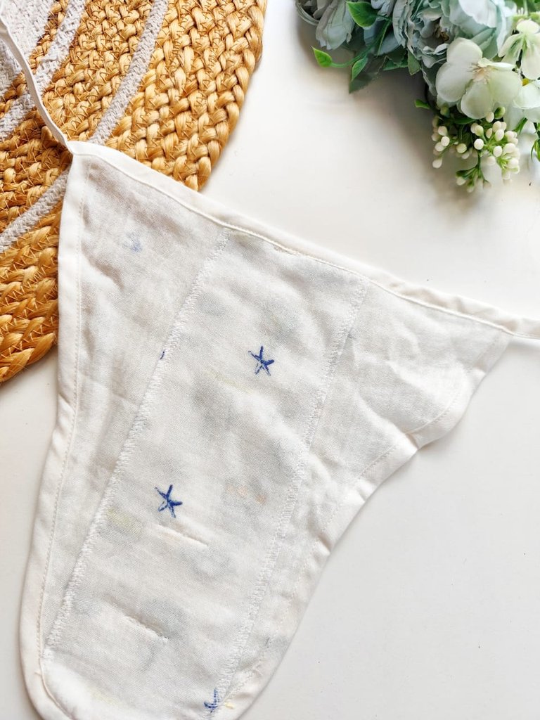Muslin 3 Layered Nappies - White Ocean Print