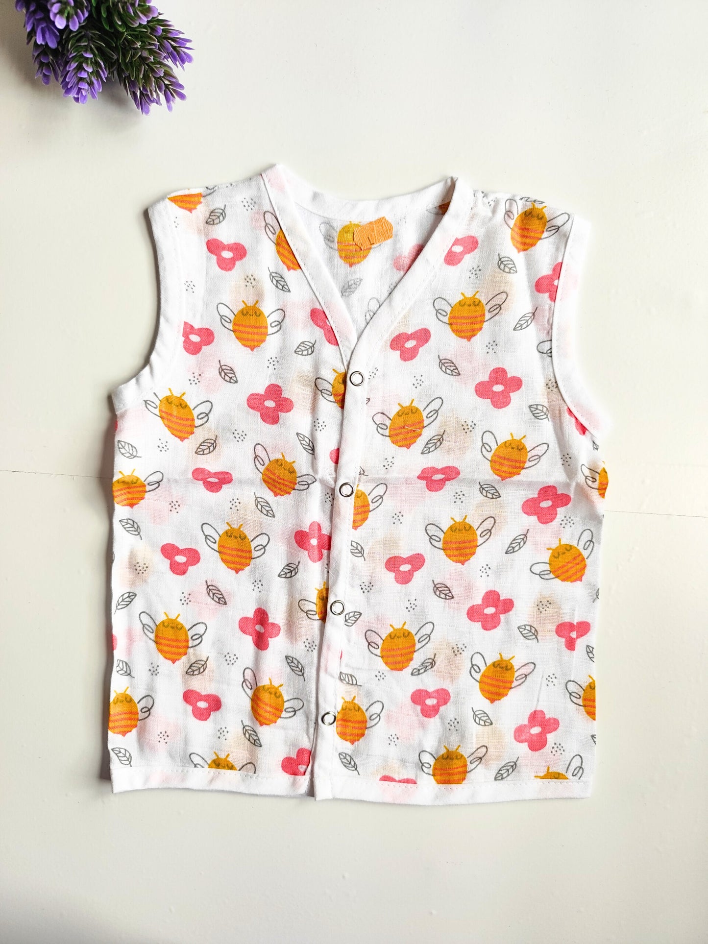 Muslin White Printed Jablas (6 - 9 Months) image 1