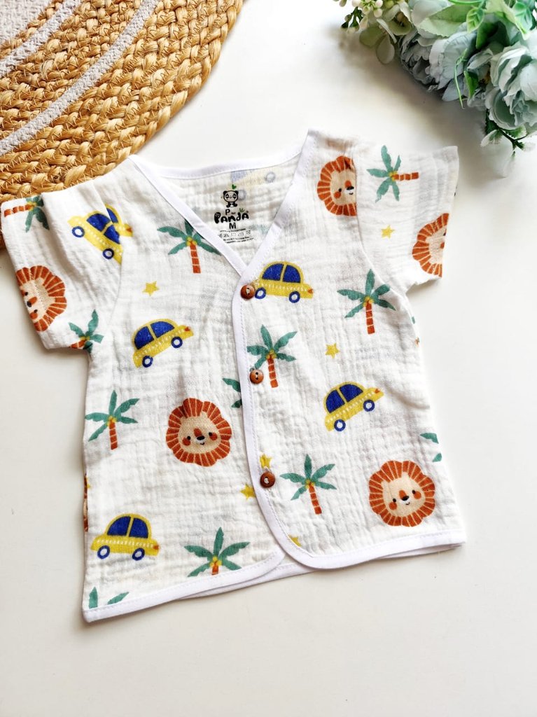 Crinkled Muslin Jablas - Lion Safari