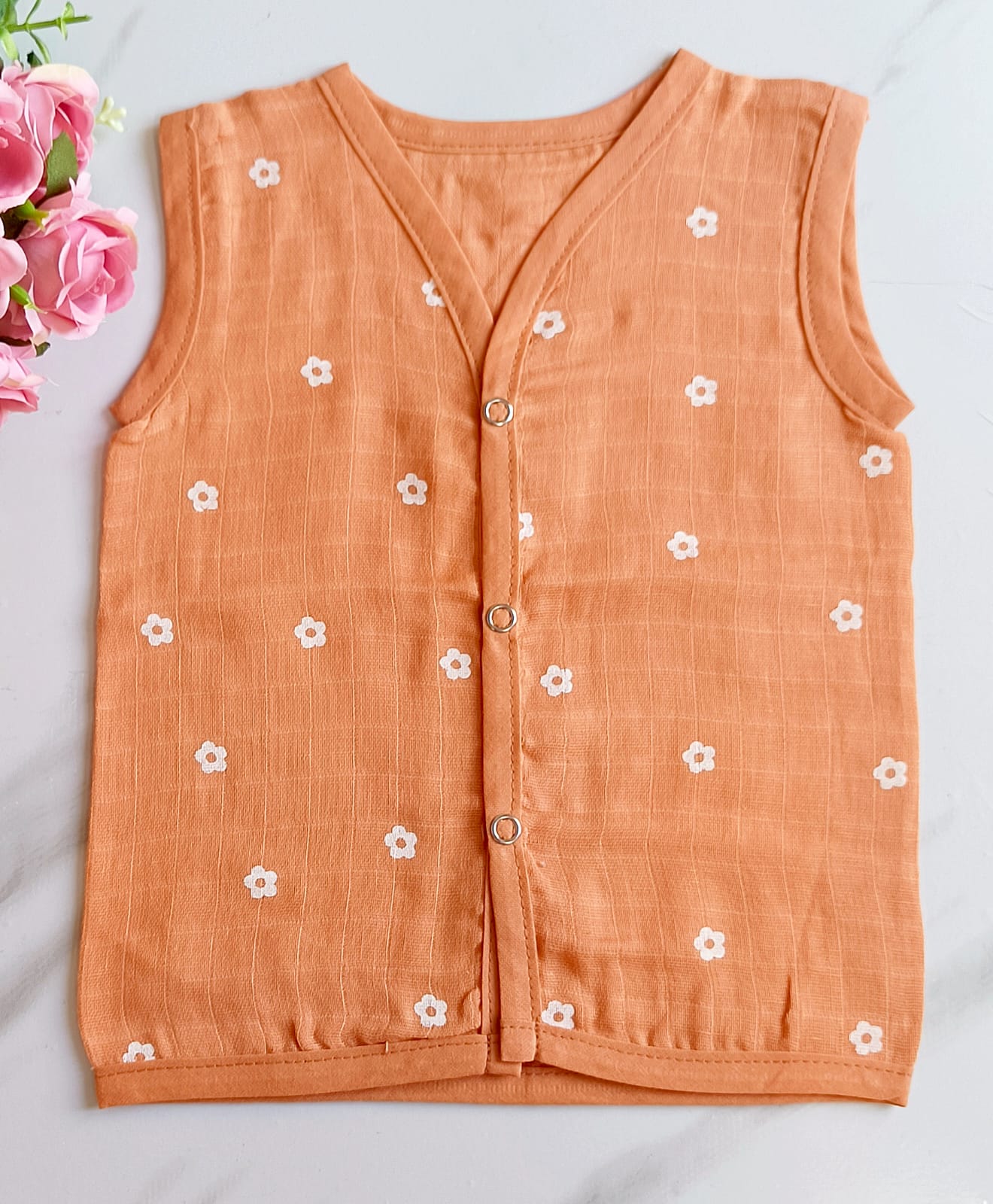 Muslin Colored Jablas - Orange Floral