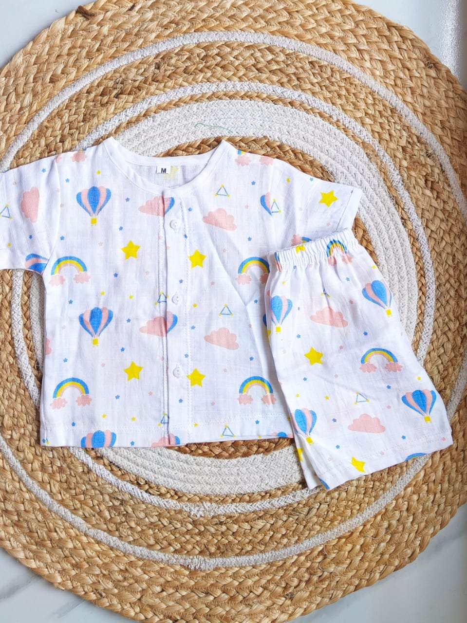 Muslin Half Sleeve Jabla Set – Rainbow Print image 0