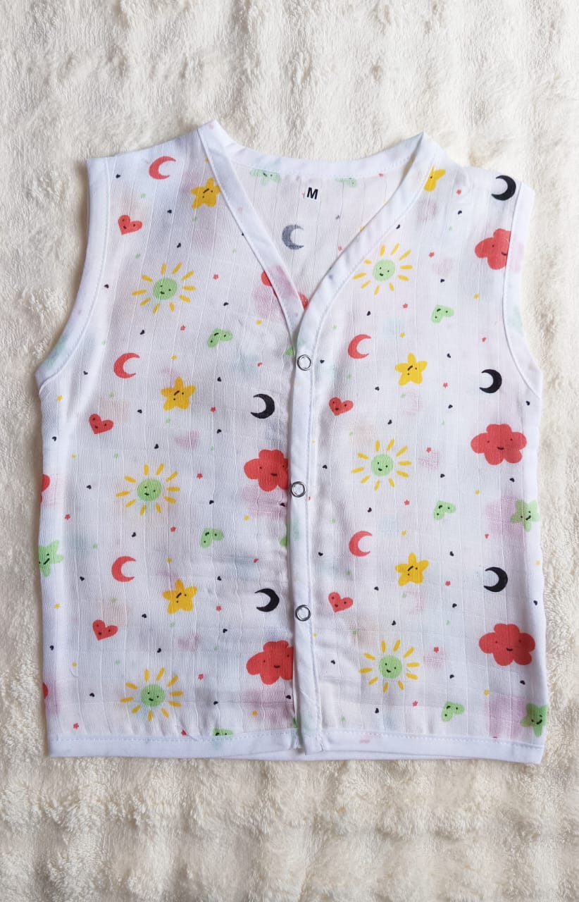 White Printed Muslin Jablas (6 - 12 Months) image 2