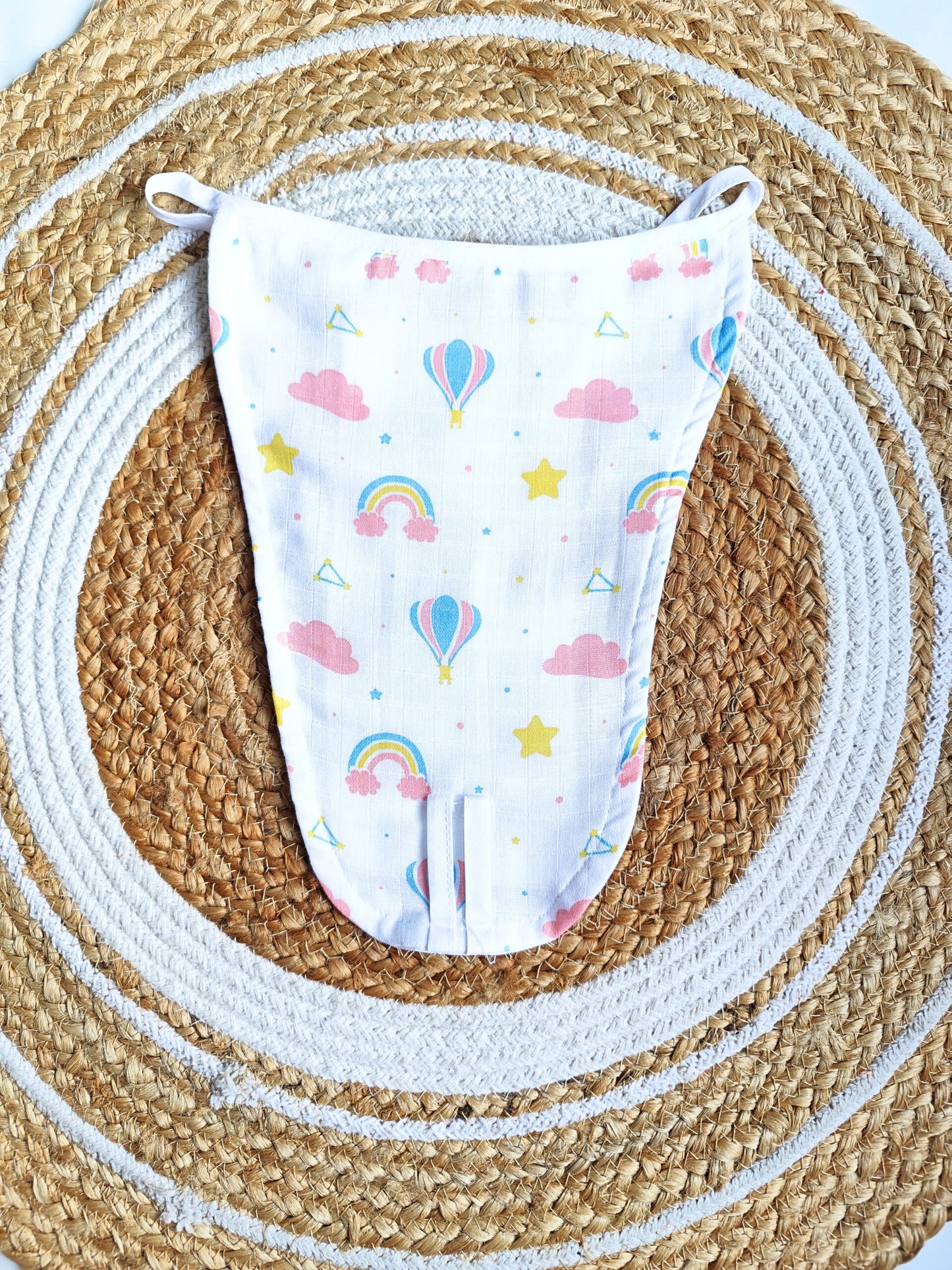 White Muslin Nappy - Rainbow Print (0 - 3 Months) - 5 Layered image 0