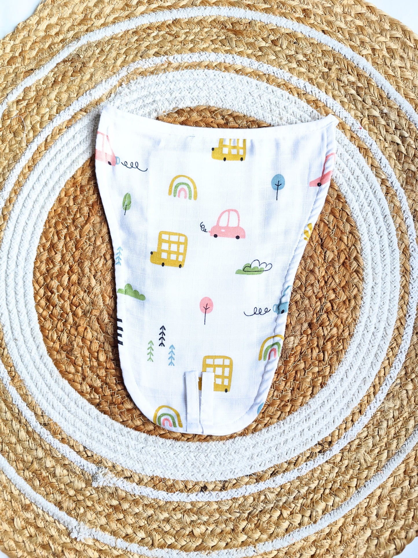 White Muslin Nappy - Vehicles Print (0 - 3 Months) - 5 Layered image 0