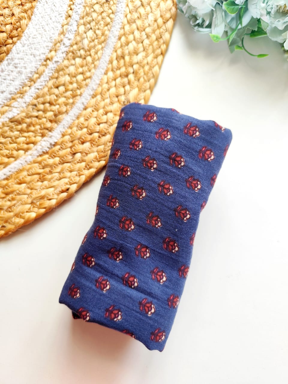 Muslin Bath Towels - Blue Floral Print