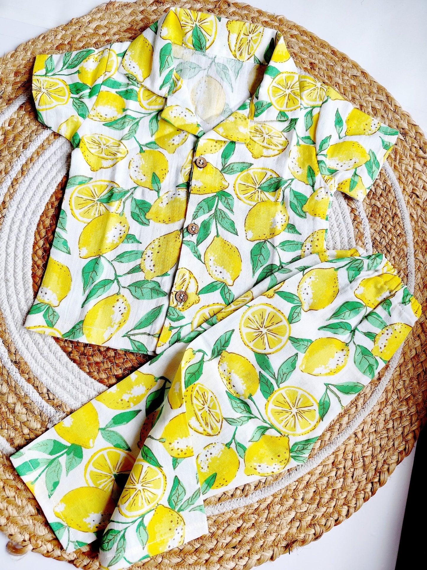 Exclusive Muslin Night Suit - Lemon Print - 3 - 4 Y image