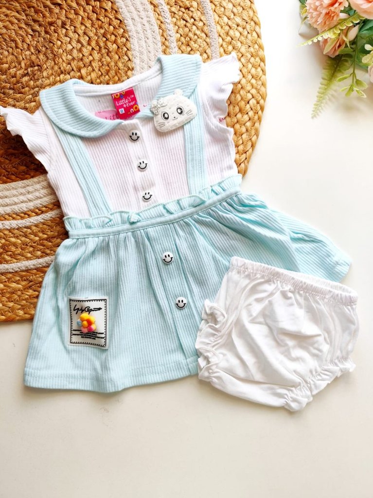 Kids Frocks- Light Blue and White Pinafore