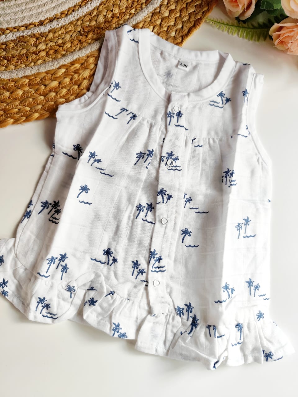 Muslin Frill Frock - Trees