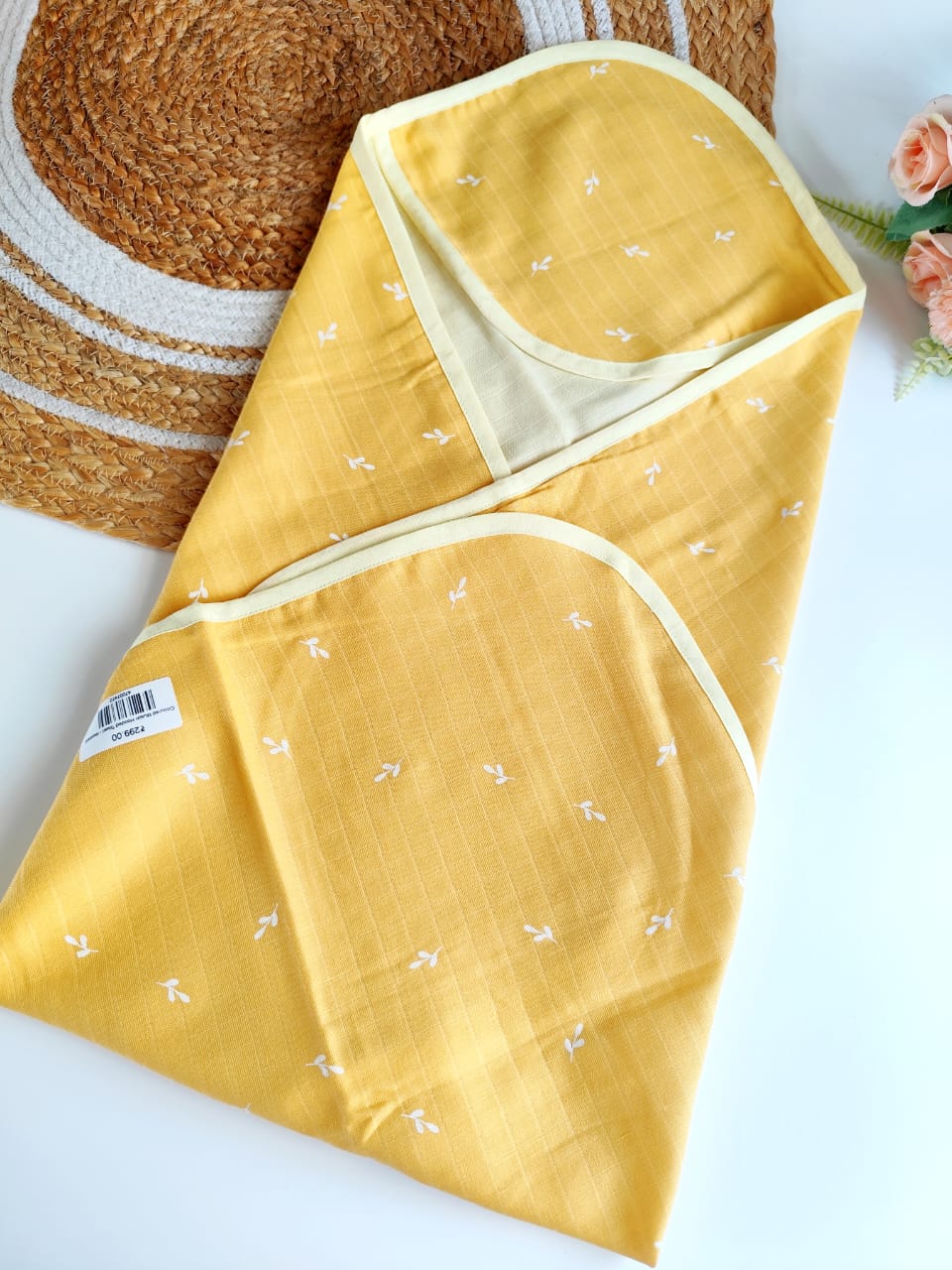 Colored Muslin Hooded Towel - Mustard