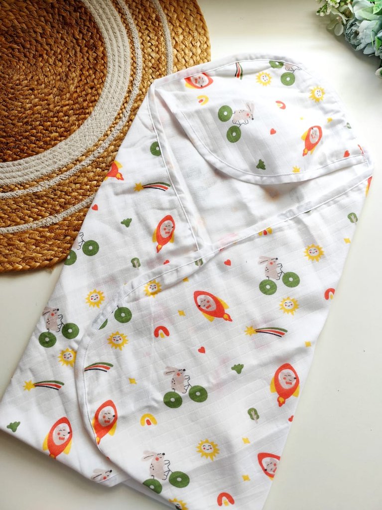 Muslin Hooded Towels - Bunnies and Rockets