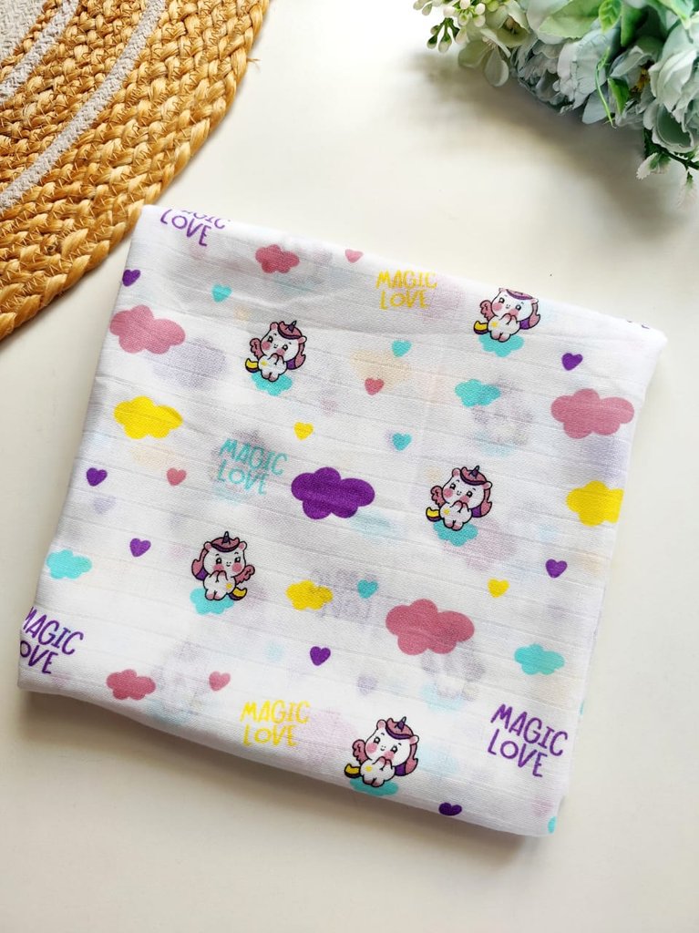 Muslin Bath Towels - Unicorn & Magic Love Print