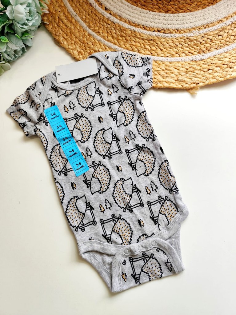 Onesies - Grey Hedgehog Scooter Print