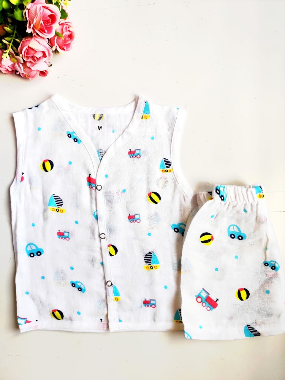 Muslin White Co-Ord Sets - Ball Print image 0