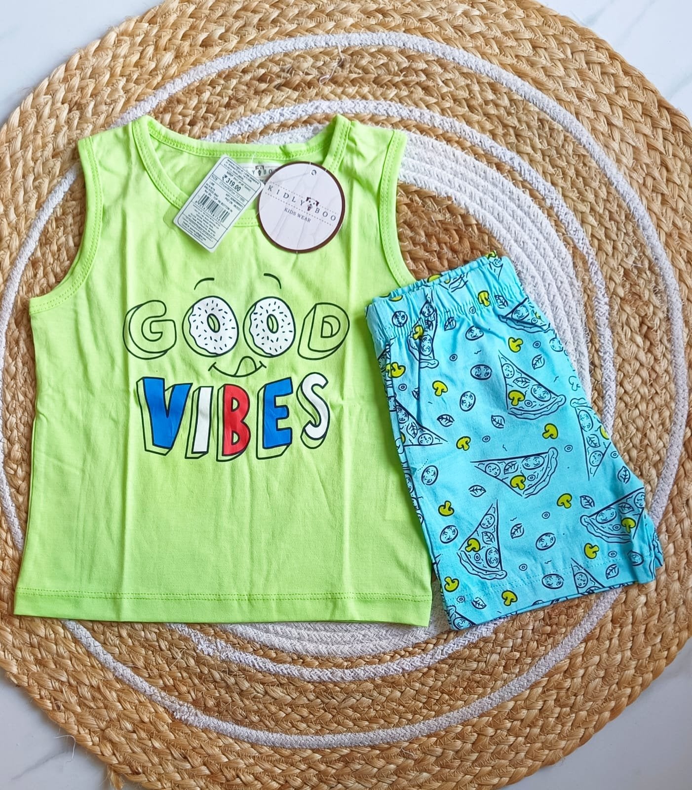 Boys Good Vibes Print Top & Bottom Set image 0