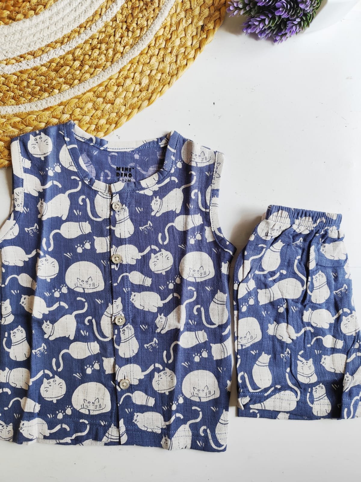 Cat Print Muslin Co Ord Set image 0