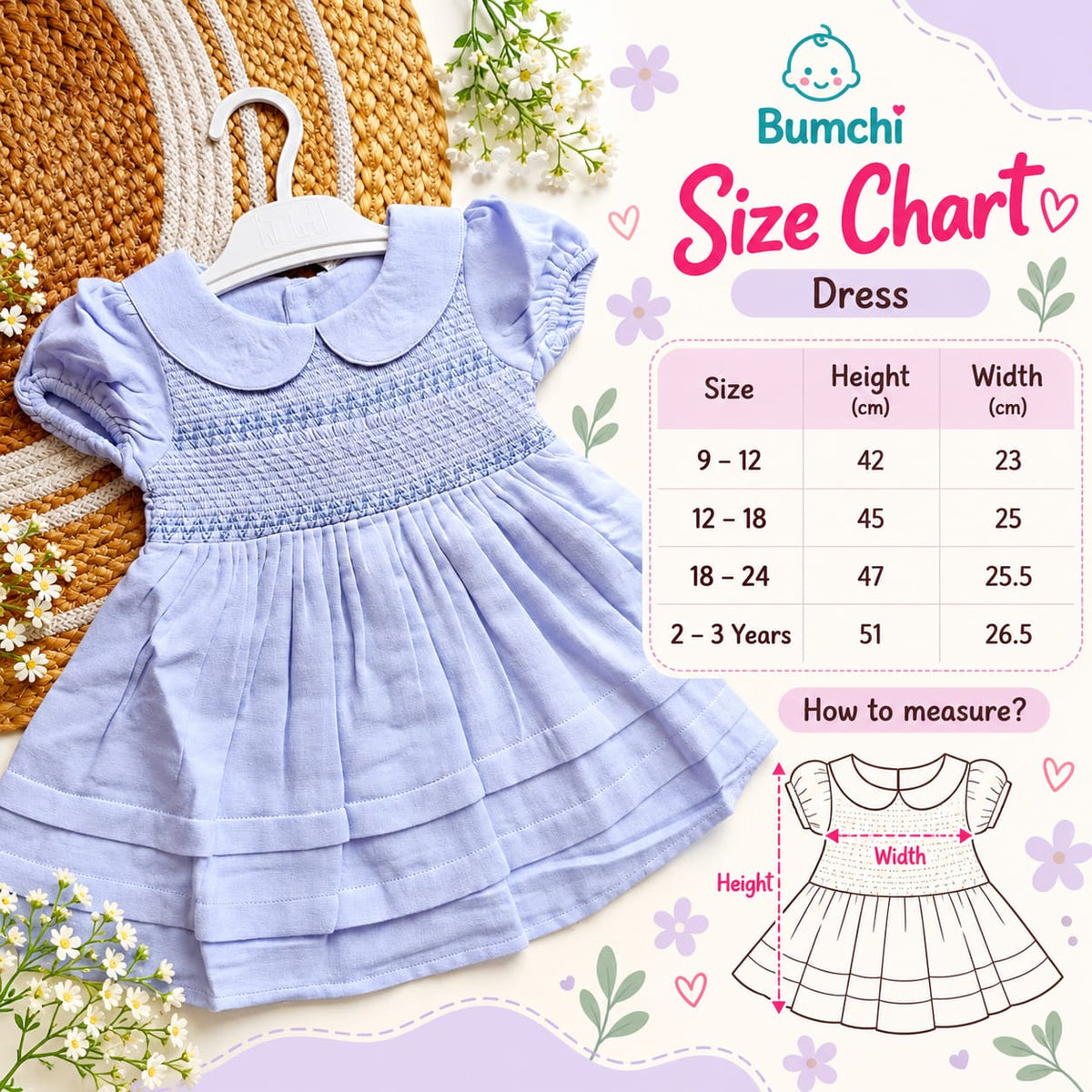 Ethnic Muslin Frocks- Pastel Blue