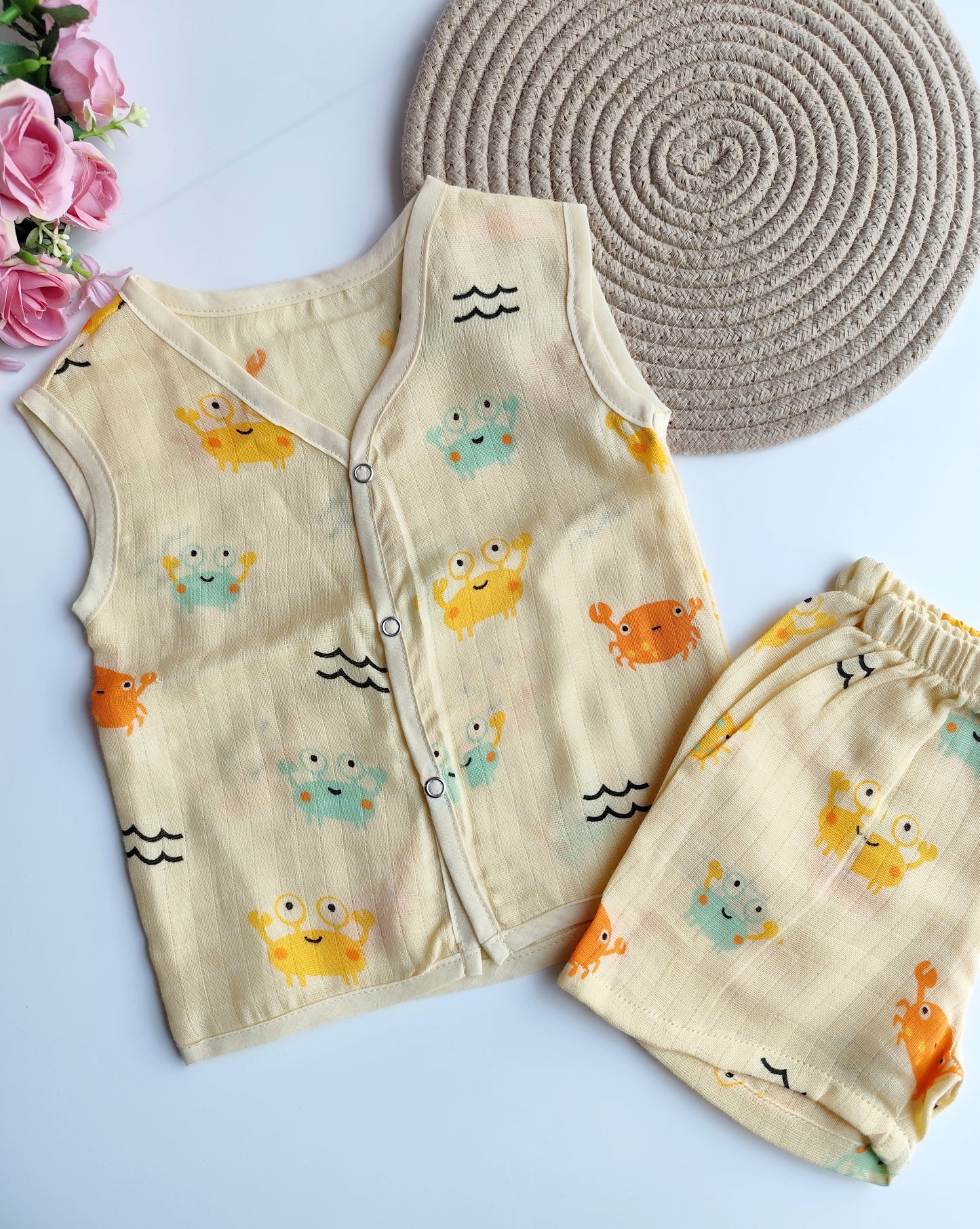 Muslin Coloured Co-Ord Sets - Yellow