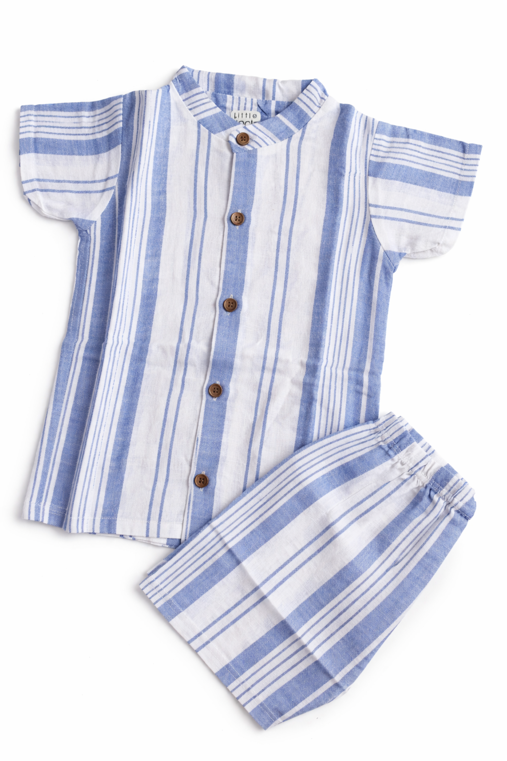 Muslin Collared Co Ord Set - Blue Stripes
