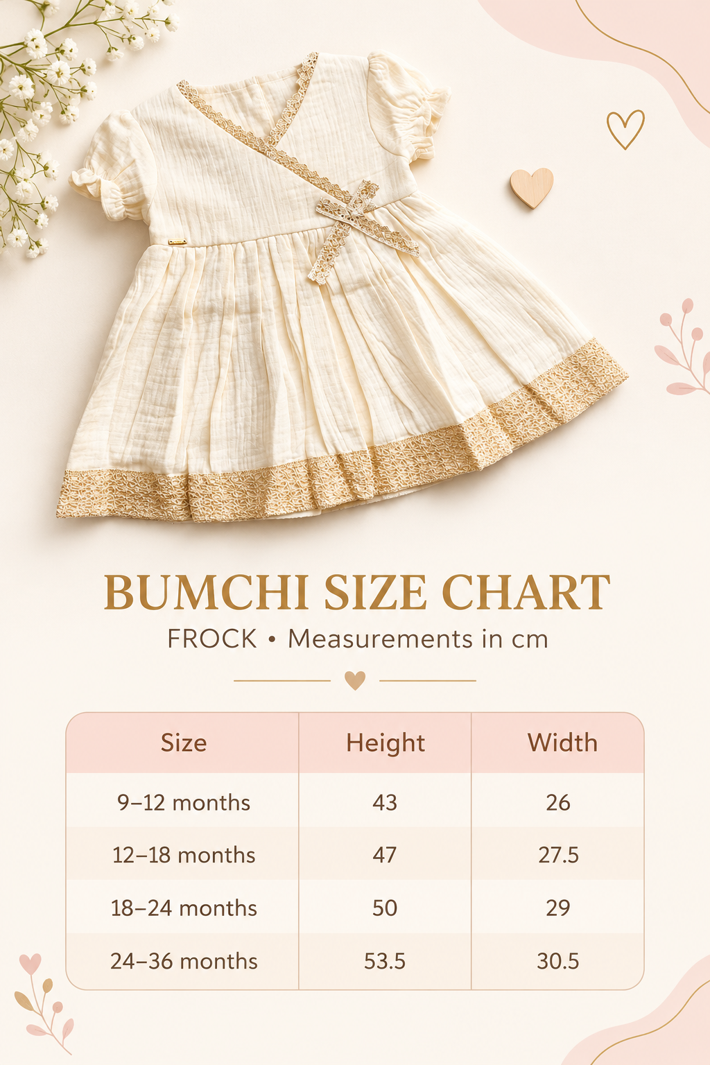 Ethnic Muslin Frocks- Off White and Gold