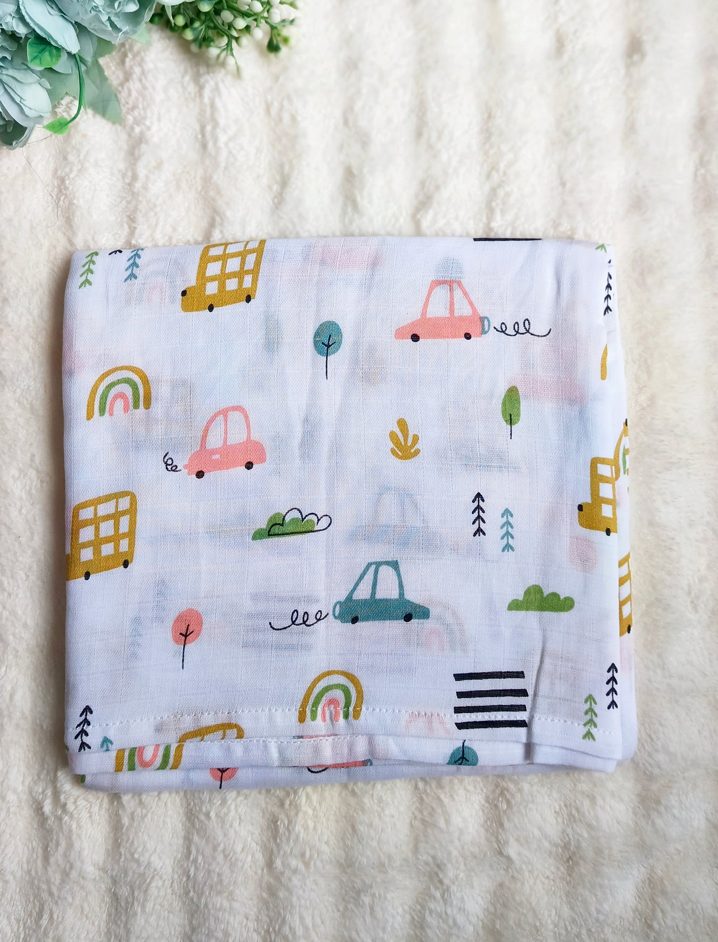 Muslin Bath Towels - Cars Print (70*145 cm)
