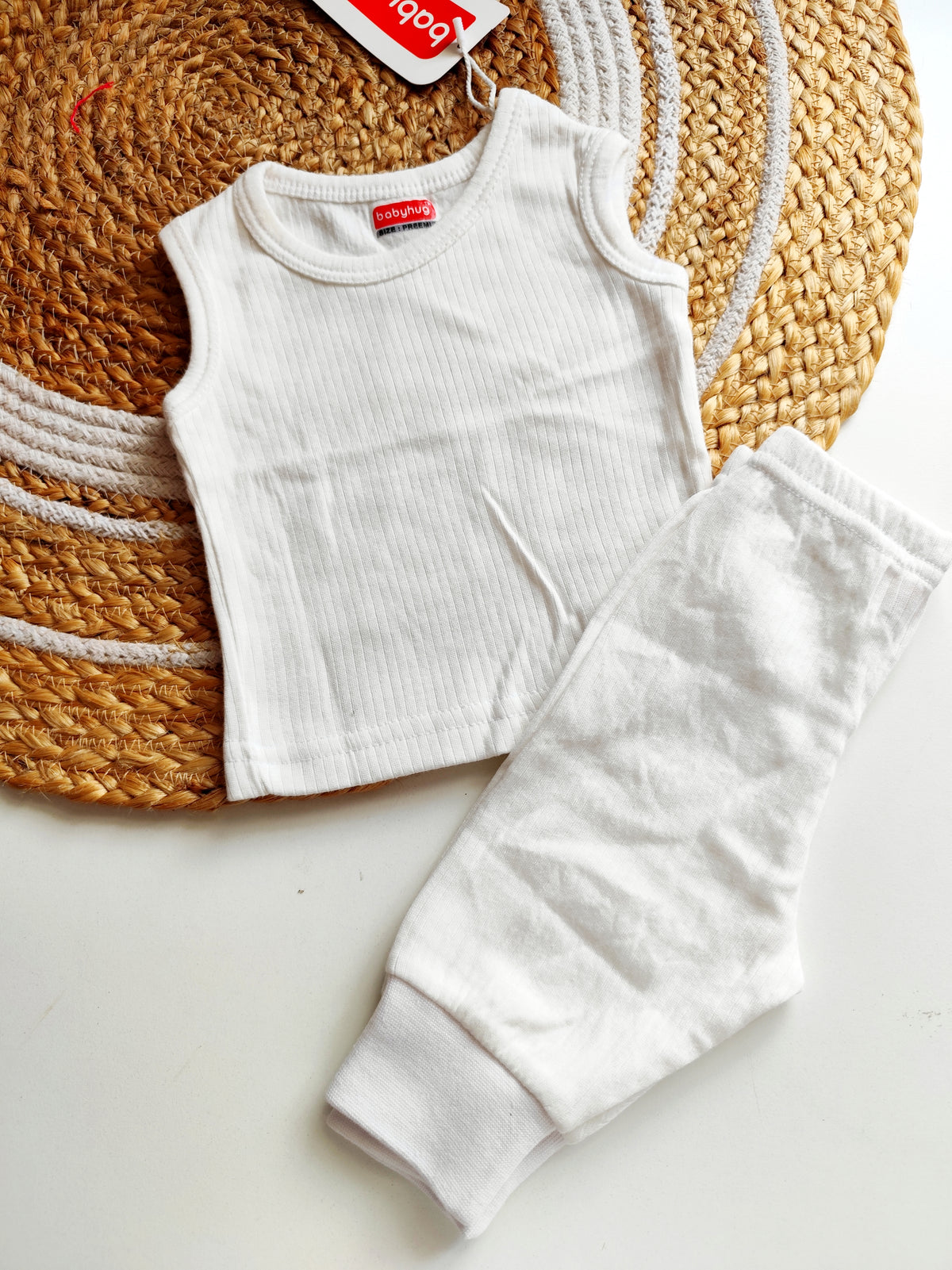 Cotton Sets- Solid White Ribbed